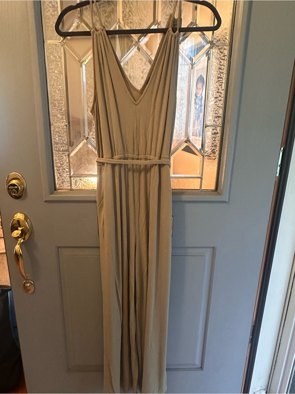 Old Navy Sleeveless V-Neck Jumpsuit in Taupe